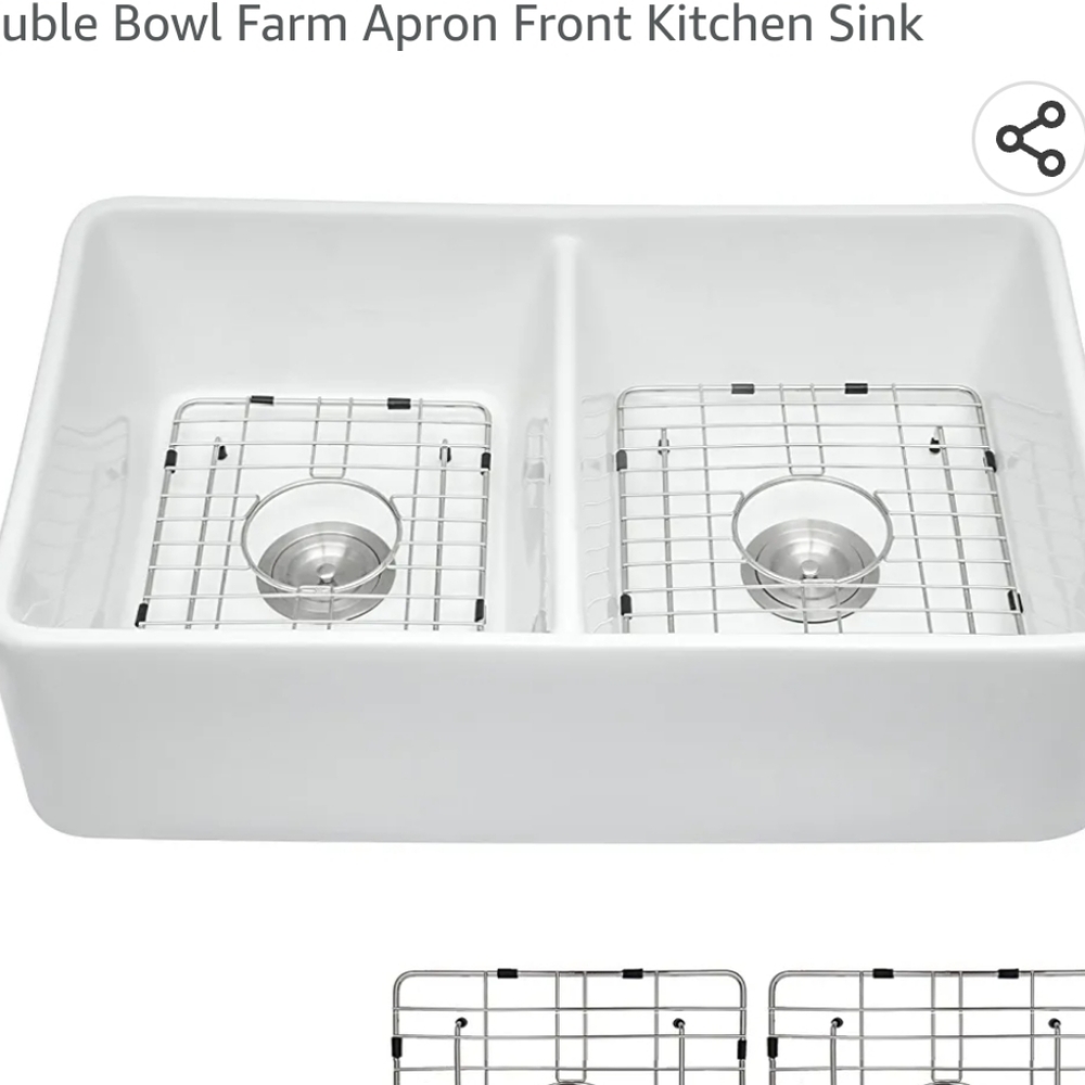 Ceramic porcelain double bowl farmhouse sink